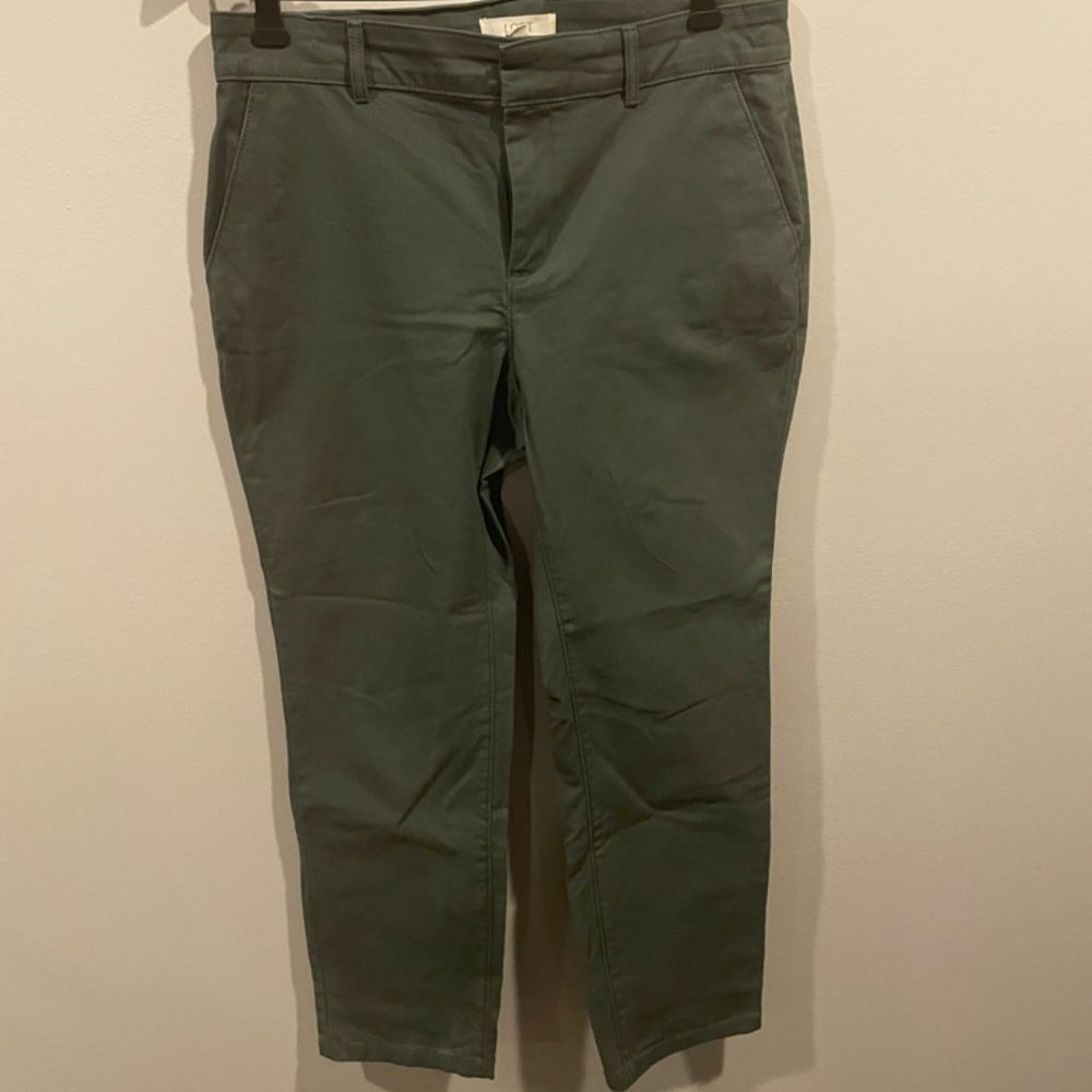 Loft Olive Green Chino, Size 8P